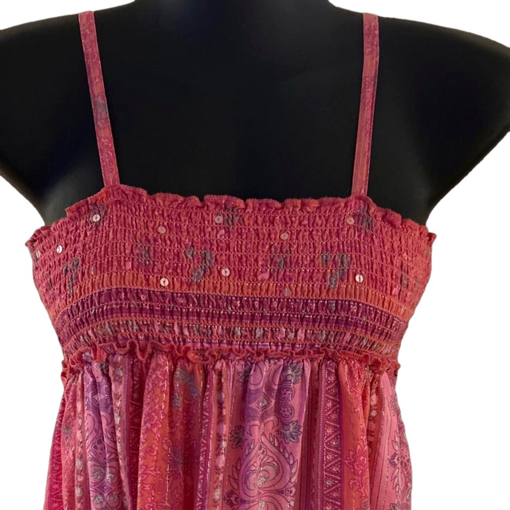 Size 7 Justice Pink Floral Paisley Print Full Length Lined Halter Maxi Dress - Picture 4 of 15